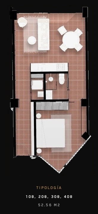 Tipología 108, 208, 308, 408 — 52.56 m²