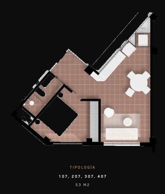 Tipología 107, 207, 307, 407 — 53 m²