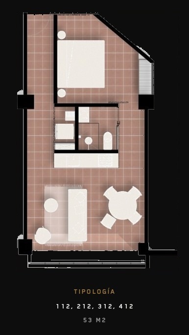 Tipología 112, 212, 312, 412 — 53 m²