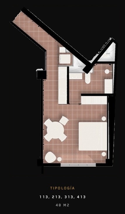Tipología 113, 213, 313, 413 — 48 m²