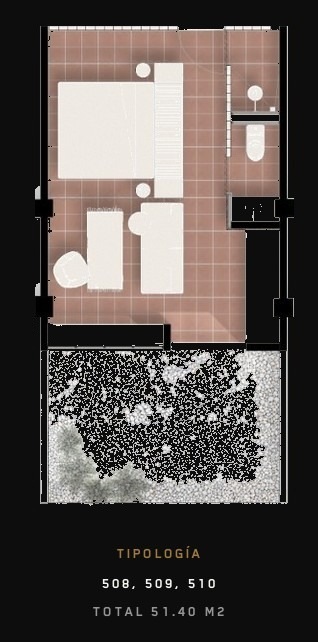Tipología 508, 509, 510 — Total 51.40 m²