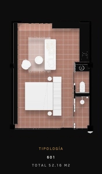 Tipología 601 — Total 52.16 m²