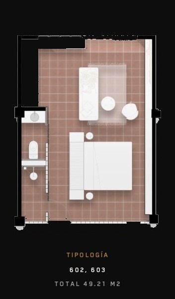 Tipología 602, 603 — Total 49.21 m²