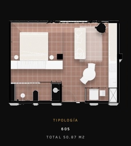 Tipología 605 — Total 50.87 m²